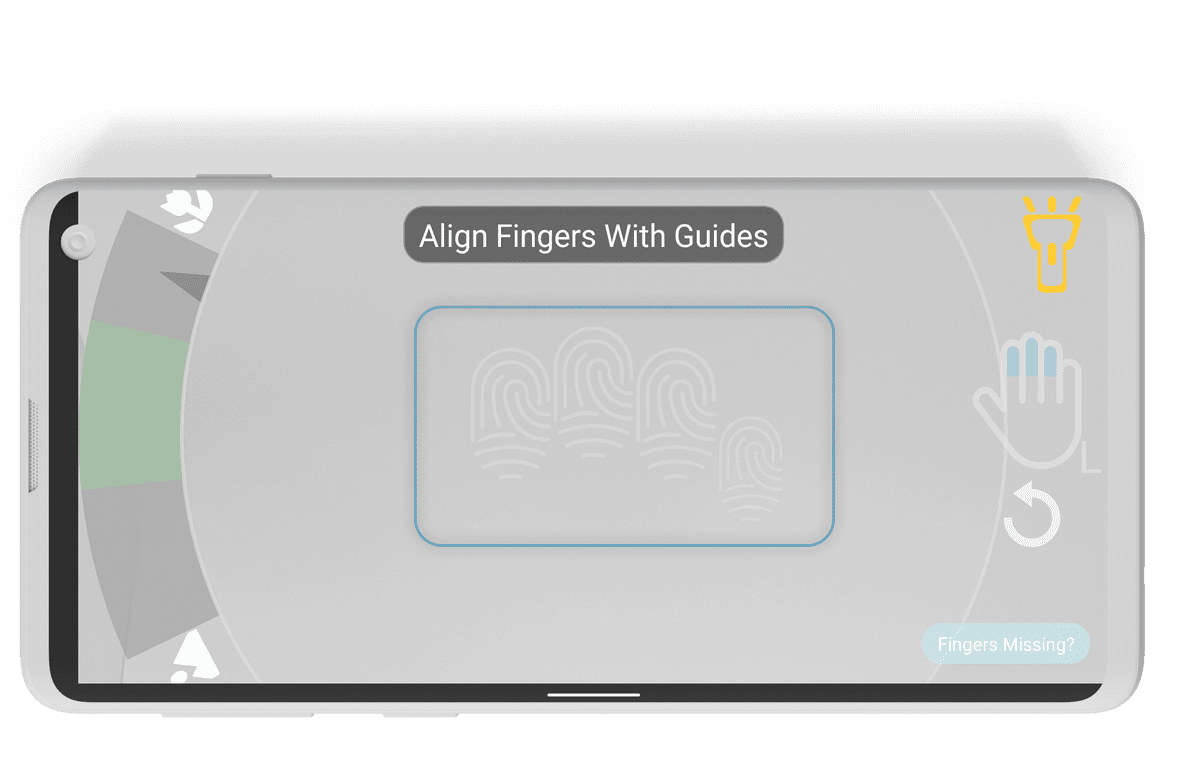 align finger finger with guides screen