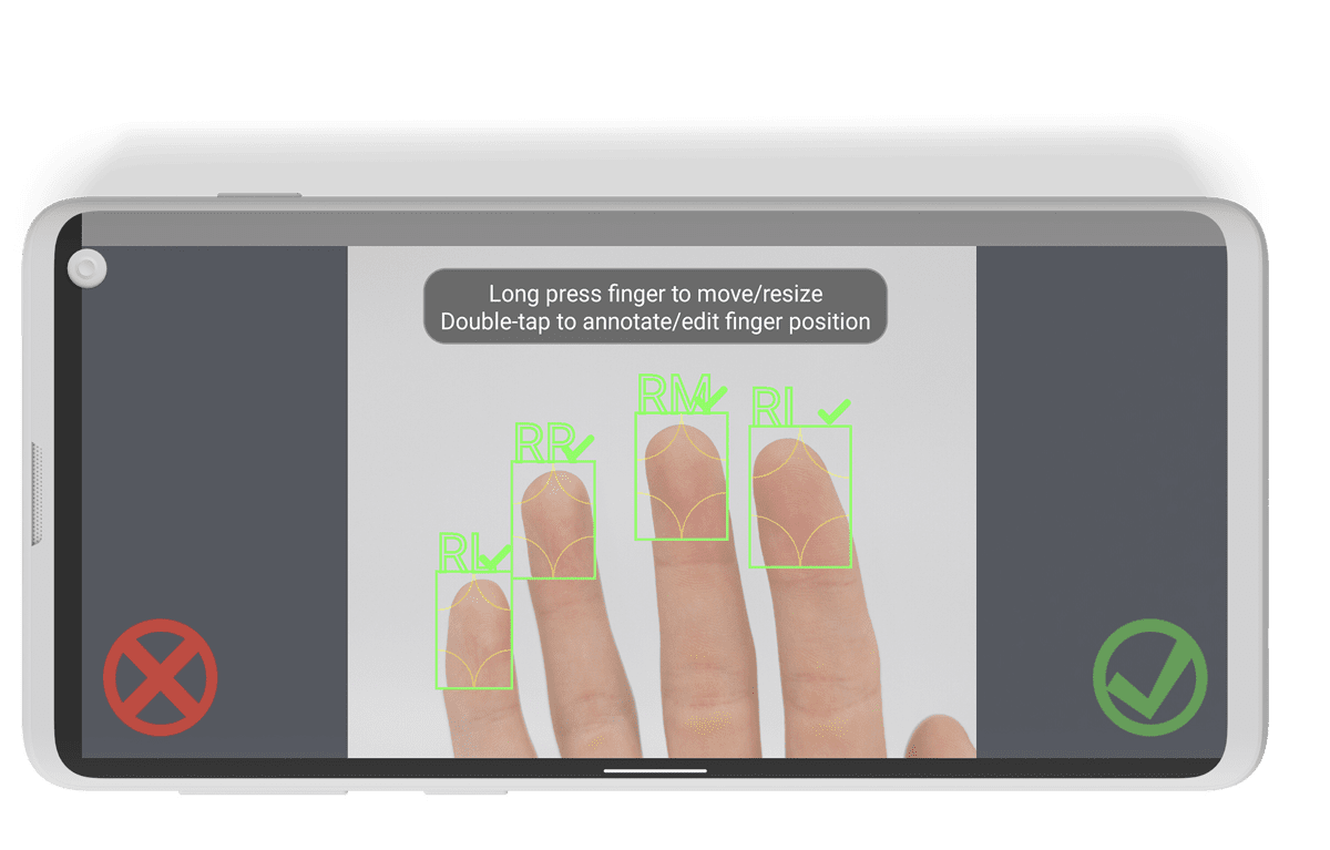 green boxes and fingerprint screen